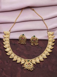 Venta al por mayor diseño tradicional 14K 24K chapado en oro joyería collar conjunto de moda ortodoxa latón oro lleno de joyería bodas - Product Image 2