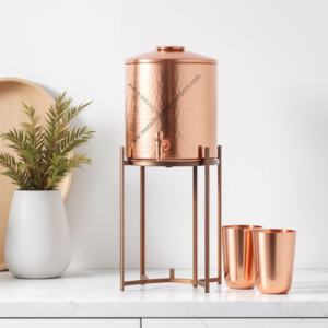 Premium Hammered Copper Beverage <b>Dispenser</b> with Metal Stand Elegant Drink Server <b>for</b> <b>Home</b>, Events, and Special Occasions - Product Image 5