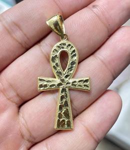 Pendentif Ankh taillé en diamant Or jaune et blanc 10K Croix égyptienne - Product Image 4