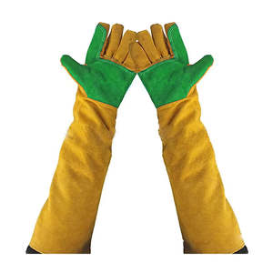 Mejor precio MOQ bajo Guantes de soldadura de cuero dividido de vaca de alta resistencia Antivibración Resistente al desgarro 7 oz 16 PULGADAS Muñequera de punto Seguridad - Product Image 3