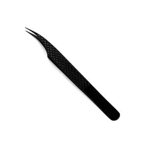 Pince à épiler d'extension de cils à poignée en fibre en acier inoxydable de couleur plasma noir - Product Image 6