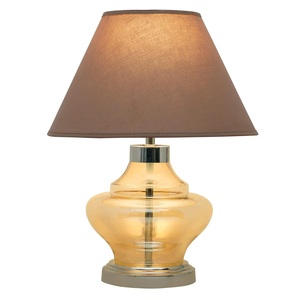 โคมไฟตั้งโต๊ะฐานแก้วสีฟ้าพร้อมเฉดสีขาวดีไซน์สวยสำหรับตกแต่งขนาด21นิ้ว - Product Image 4