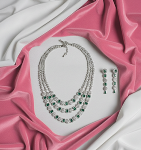 High Quality AD <b>Bridal</b> Jewellery <b>Set</b> Women Wedding Party <b>Necklace</b> Earrings <b>Set</b> Trendy Traditional Ethnic Fashion Accessories - Product Image 1