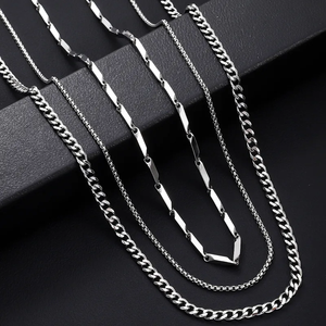 Nueva llegada collar de acero de titanio conjunto para hombres tendencia caliente cadena de eslabones cubanos con chapado al vacío joyería de acero inoxidable duradero - Product Image 5