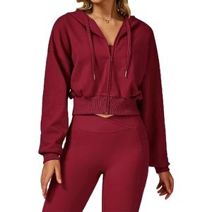 Sweat-shirt de yoga à fermeture éclair intégrale veste de sport pour femmes nouvelle mode de sport décontracté sweat à capuche à manches longues Badge à capuche Streetwear - Product Image 1