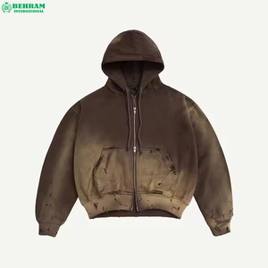 Veste à fermeture éclair intégrale personnalisée OEM avec logo brodé, en polaire 100% polyester, à séchage rapide, respirante et effet délavé soleil - Product Image 2