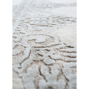 Alfombra de Seda Anudada a Mano AIPS-1005 con Diseño de Gemas Tejidas, Rectangular, Gris y Negro, Estilo Tabriz, para Sala de Estar y Dormitorio, Hecha de Viscosa - Product Image 3