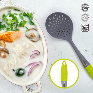 Food Grade Silicone Slotted Turner Heat Resistant Non Scratch Long Handle Skimmer Spatula For Frying Cooking - Product Image 4