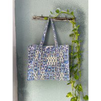 Sac fourre-tout en coton matelassé fait main avec fermeture éclair, motif imprimé au bloc, idéal pour l'été et l'automne, pour les voyages et le shopping, pour elle