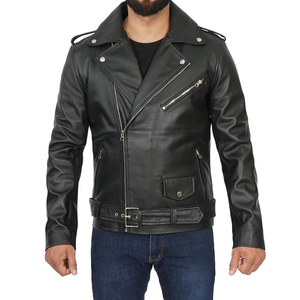 Chaqueta de Motociclista de Cuero Genuino de Primera Calidad para Hombre, Color Negro, Manga Larga, Impermeable, Cortavientos, Logotipo Frontal, Corte Ajustado - Product Image 5