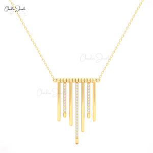 Nuevo Venta caliente Natural 0,31 Ct Pave Set Collar de diamantes blancos 14K Oro sólido Collar de múltiples capas productos al por mayor a granel - Product Image 3