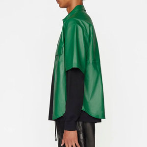 Oem cuello personalizado manga corta diferentes colores camisa de cuero para Hombres Nuevo diseño Hombres estilo clásico camisa de cuero genuino - Product Image 6