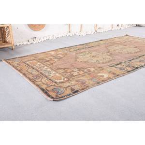 Tapis turc vintage grande surface 4.2x8.6ft fait à la main en laine marron Beige Patchwork Design rectangulaire couloir Latex pour la décoration de la chambre - Product Image 2