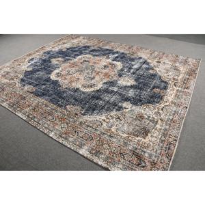 Alfombra de 8x9.5 pies, Alfombra Turca Vintage, Alfombra Azul de Lana del Suroeste - Product Image 2