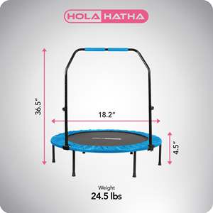 HolaHatha 48 Inch Indoor Fitness <b>Trampoline</b> Adjustable Blue Handle Safe <b>Mini</b> <b>Trampoline</b> for Outdoor Use Made Polypropylene PVC - Product Image 2