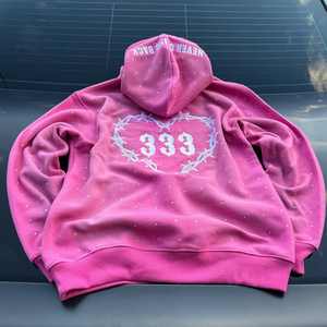 OEM Offre Spéciale Sun Fade Acid Washed Pull à capuche pour hommes Rhinestone personnalisé Lettre Impression Sweat - Product Image 3