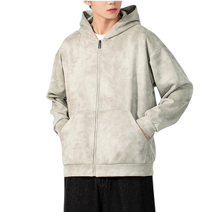 Sudadera con capucha y cremallera con lavado ácido de diseño personalizado de alta calidad 100% sudadera de algodón para invierno teñido liso - Product Image 3