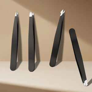 Kit de pinces à cils en acier inoxydable de marque privée avec poignée en diamant et pointe pointue emballage en boîte rose fibre de marque privée - Product Image 5