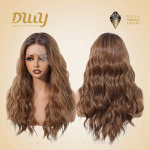 Kamala-DWY 22 Inches Mid-Length Lace Front Glueless Synthetic <b>Wig</b> High Temperature Fiber Side Part <b>Afro</b> Bangs Small High - Product Image 4