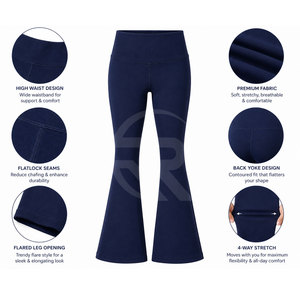 Latest Style <b>High</b> Quality Breathable Knitted Elastic <b>Waist</b> Women <b>Flared</b> <b>Leggings</b> for Online Sale Wholesale Reasonable Price - Product Image 6