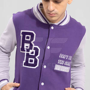 Chaqueta de invierno Varsity para hombre, abrigo con letras de estilo béisbol moderno, abrigo cálido de mezcla de algodón duradero para clima frío - Product Image 2
