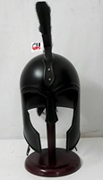 CHk Calvin Handicrafts Casque de chevalier médiéval vintage en métal poli fait main, inspiré des armures d'Achille de Troie, des croisiers et des Spartiates, noir