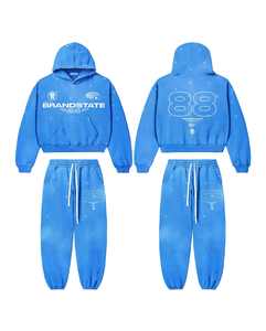 Fabricantes de chándales Jogger para hombre de gran tamaño desgastado Rhinestone en blanco Vintage pulóver chándal unisex bolsillo de canguro - Product Image 2