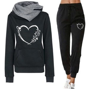 Conjuntos de dos piezas para mujer, sudaderas con capucha cálidas de gran tamaño elegantes de Color sólido y pantalón largo, traje deportivo, chándal de otoño e invierno - Product Image 5