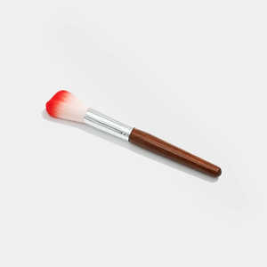 Pinceau de maquillage pour les yeux de luxe rose avec manche en bois, pinceau plat et éventail synthétique portable pour l'application de poudre sur le visage et les sourcils - Product Image 1