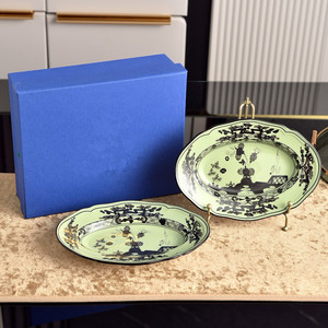 European Retro Decal 2-piece Porcelain Oval Plate Tableware <b>Set</b> for Home Decoration and Wedding Occasions - Product Image 4