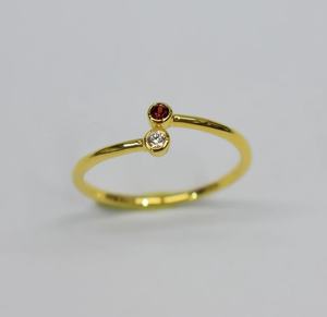 High Quality 925 Sterling Silver Minimalist <b>Ring</b> 14K <b>Gold</b> Plated Natural Garnet <b>Cubic</b> <b>Zirconia</b> Customizable for Engagement - Product Image 1