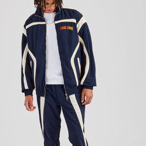 Traje deportivo de dos piezas para hombre de alta calidad, logotipo impreso con pantalla personalizado, lavado ácido, Vintage, ropa de calle con cremallera, chándal para hombre - Product Image 5