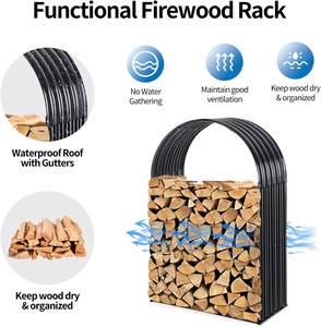 Classic Corrugated Steel Firewood <b>Holder</b> Providing Durable <b>Log</b> Storage for Country Homes or Urban Gardens - Product Image 3