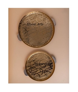 ถาดเสิร์ฟชาและกาแฟพร้อมที่จับสีทองถาดเสิร์ฟชาและกาแฟทำจากอลูมิเนียมทำด้วยมือ - Product Image 6