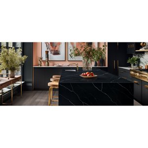 Composant en quartz Midnight Marquina - Design moderne, grande dalle, durable, imperméable, écologique pour murs et cuisines - Product Image 5