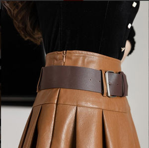 Falda de cuero de cintura alta de alta calidad para mujer Falda de cuero de cintura alta informal de estilo veraniego sexy - Product Image 4