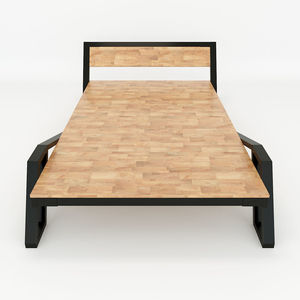 Cama Minimalista SFGN010 con Estructura de Hierro, Madera y Goma, Compañero de Sueño de Alta Calidad - Product Image 2