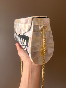 กระเป๋าสตรีทรงสี่เหลี่ยมผืนผ้าลายมุกสุดหรูกระเป๋าคลัตช์กล่องใส่นามบัตรสำหรับเจ้าสาวในงานแต่งงานงานราตรี - Product Image 4