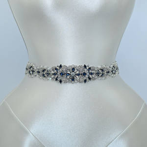 Bridella BS119 Silver <b>Wedding</b> Bridal <b>Belt</b> with Adjustable Fit and Silver Rhinestone & Pearl Embellishments - Product Image 3