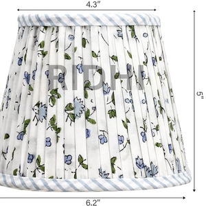 Abat-jour en coton bleu poudré fait main Ridhi, imprimé floral, décoration intérieure indienne, éclairage domestique, couvre-lampes - Product Image 2