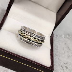 Anillo de meditación con banda giratoria, anillo de pulgar de Plata de Ley 925 para mujer, joyería hecha a mano para fiesta, alivio de la mente, anillo giratorio para hombre - Product Image 2