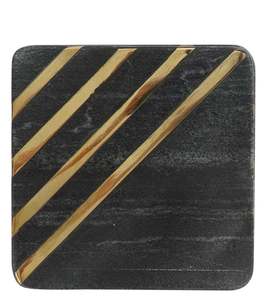 Dessous de verre en or et marbre naturel Dessous de verre en laiton élégants pour la maison et la table Dessous de verre en pierre en gros - Product Image 1