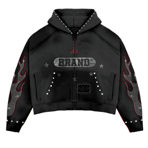 Sudadera con Capucha para Hombre, Estilo Urbano, Lavado Ácido, con Pedrería, Cierre de Cremallera, Talla Grande, Algodón Grueso, Diseño Personalizado, Novedad 2026 - Product Image 4