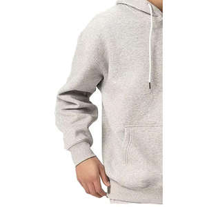 Sudadera con Capucha para Hombre, Color Gris Claro, Personalizable OEM, 100% Algodón, Diseño Sólido, Hombros Caídos, Corte Holgado - Product Image 4