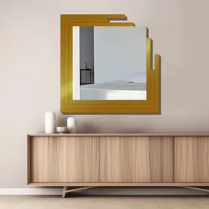 Espejo de pared de Metal decorativo de forma Rectangular de diseño moderno, espejos de tocador decorativos para el hogar - Product Image 5