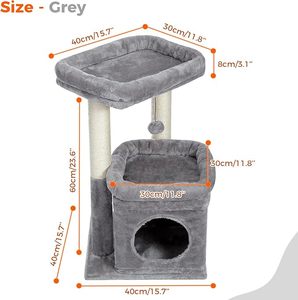 Modern Eco-Friendly <b>Cat</b> Tree <b>Tower</b> for Indoor <b>Cats</b> Private Cozy <b>Cat</b> Condo Natural Sisal Plastic <b>Scratching</b> Posts Plush Pom-pom - Product Image 3
