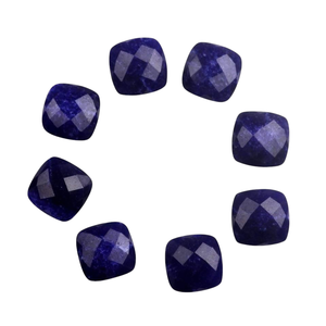 Cabujón de Cuarzo Azul Natural de 12 mm de Alta Calidad, Pulido, Forma de Cojín Facetado, Parte Posterior Plana, Calibrado, Suelto, para Fabricación de Joyas - Product Image 1
