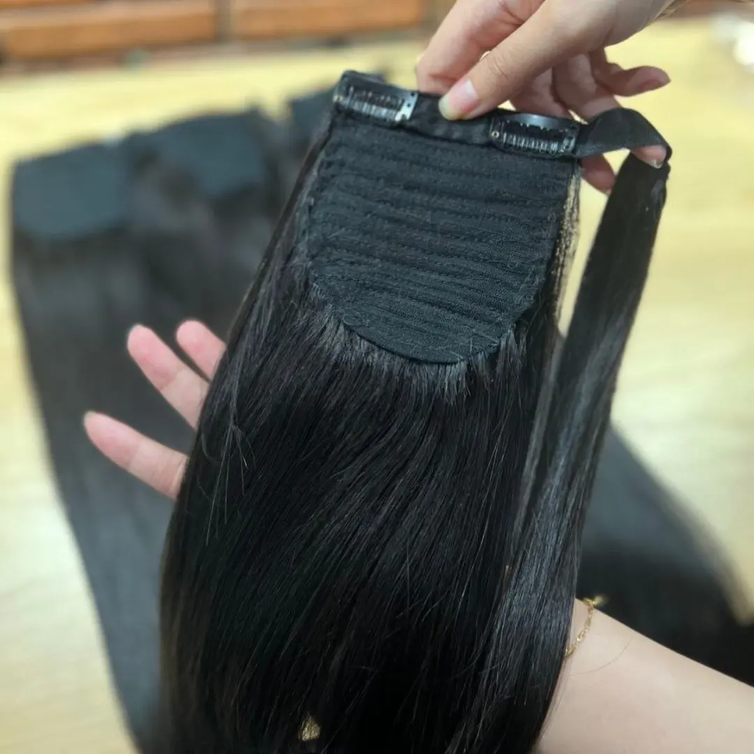 Topper rambut manusia untuk wanita Topper renda Normal ujung rambut Vietnam ditarik ganda