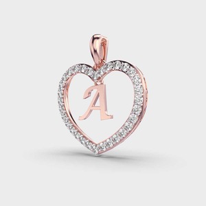 Pendentif en forme de cœur avec initiale en diamant cultivé en laboratoire certifié IGI, en or rose/jaune et blanc 9 carats, collier personnalisé avec alphabet pour femmes - Product Image 2