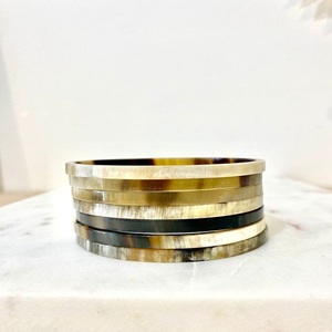 Brazalete de cuerno de Búfalo Blanco natural para mujer, joyería ecológica de forma redonda pulida de F S International Low Price - Product Image 5